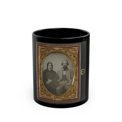 Unidentified Soldier In Confederate Uniform And His Wife, Sarah A. Dasher (U.S. Civil War) Black Coffee Mug-11oz-Go Mug Yourself