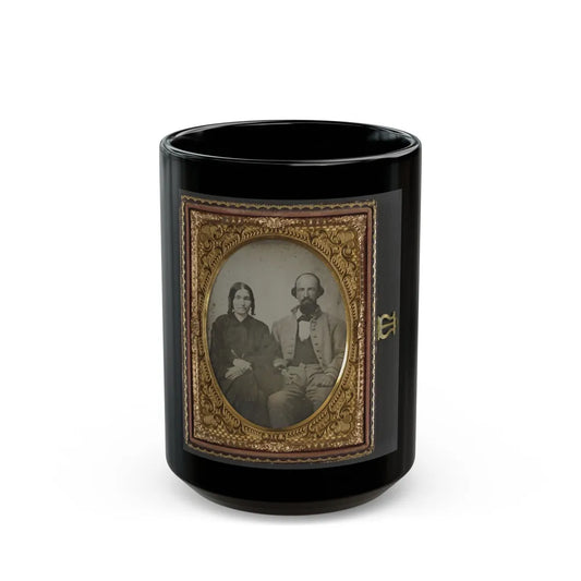 Unidentified Soldier In Confederate Uniform And His Wife, Sarah A. Dasher (U.S. Civil War) Black Coffee Mug-15oz-Go Mug Yourself