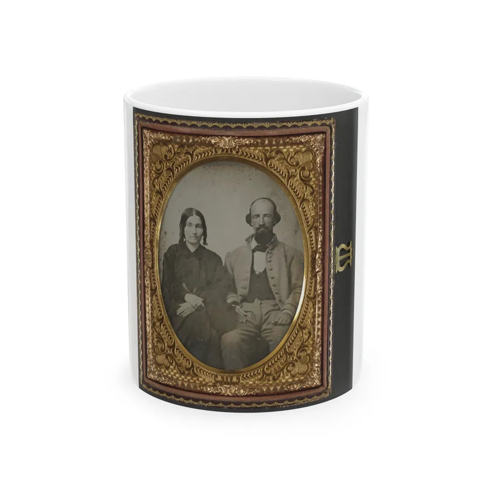 Unidentified Soldier In Confederate Uniform And His Wife, Sarah A. Dasher (U.S. Civil War) White Coffee Mug-11oz-Go Mug Yourself