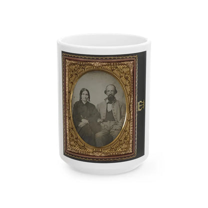 Unidentified Soldier In Confederate Uniform And His Wife, Sarah A. Dasher (U.S. Civil War) White Coffee Mug-15oz-Go Mug Yourself