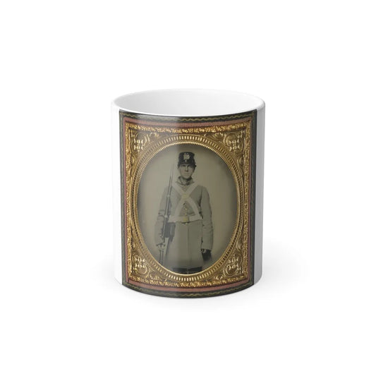 Unidentified Soldier in Confederate Uniform and Kepi With Musket (U.S. Civil War) Color Changing Coffee Mug 11oz-11oz-Go Mug Yourself