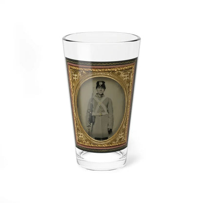 Unidentified Soldier In Confederate Uniform And Kepi With Musket (U.S. Civil War) Pint Glass 16oz-16oz-Go Mug Yourself