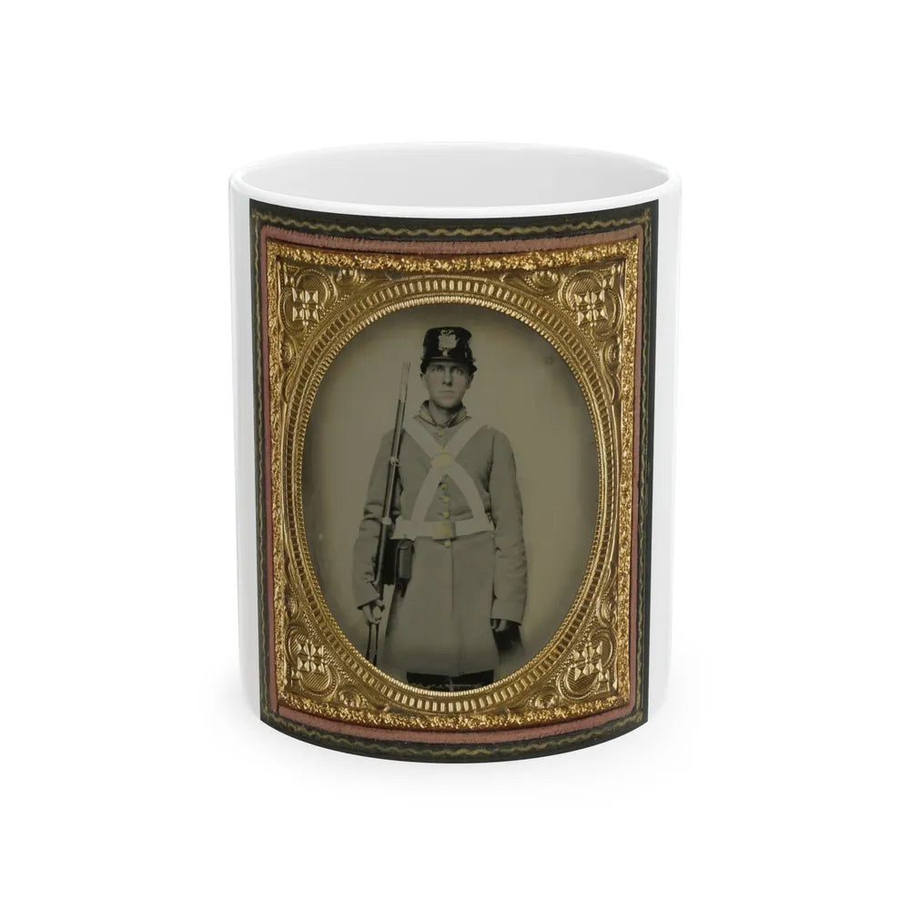 Unidentified Soldier In Confederate Uniform And Kepi With Musket (U.S. Civil War) White Coffee Mug-11oz-Go Mug Yourself