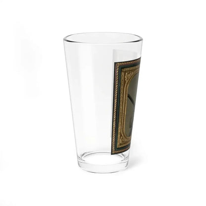 Unidentified Soldier In Confederate Uniform And Louisiana State Seal Belt Buckle With Musket (U.S. Civil War) Pint Glass 16oz - Go Mug Yourself