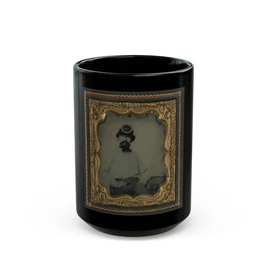 Unidentified Soldier In Confederate Uniform And Lvr Kepi (U.S. Civil War) Black Coffee Mug 15oz - Go Mug Yourself