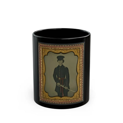 Unidentified Soldier In Confederate Uniform And Red Sash With Sword (U.S. Civil War) Black Coffee Mug-11oz-Go Mug Yourself