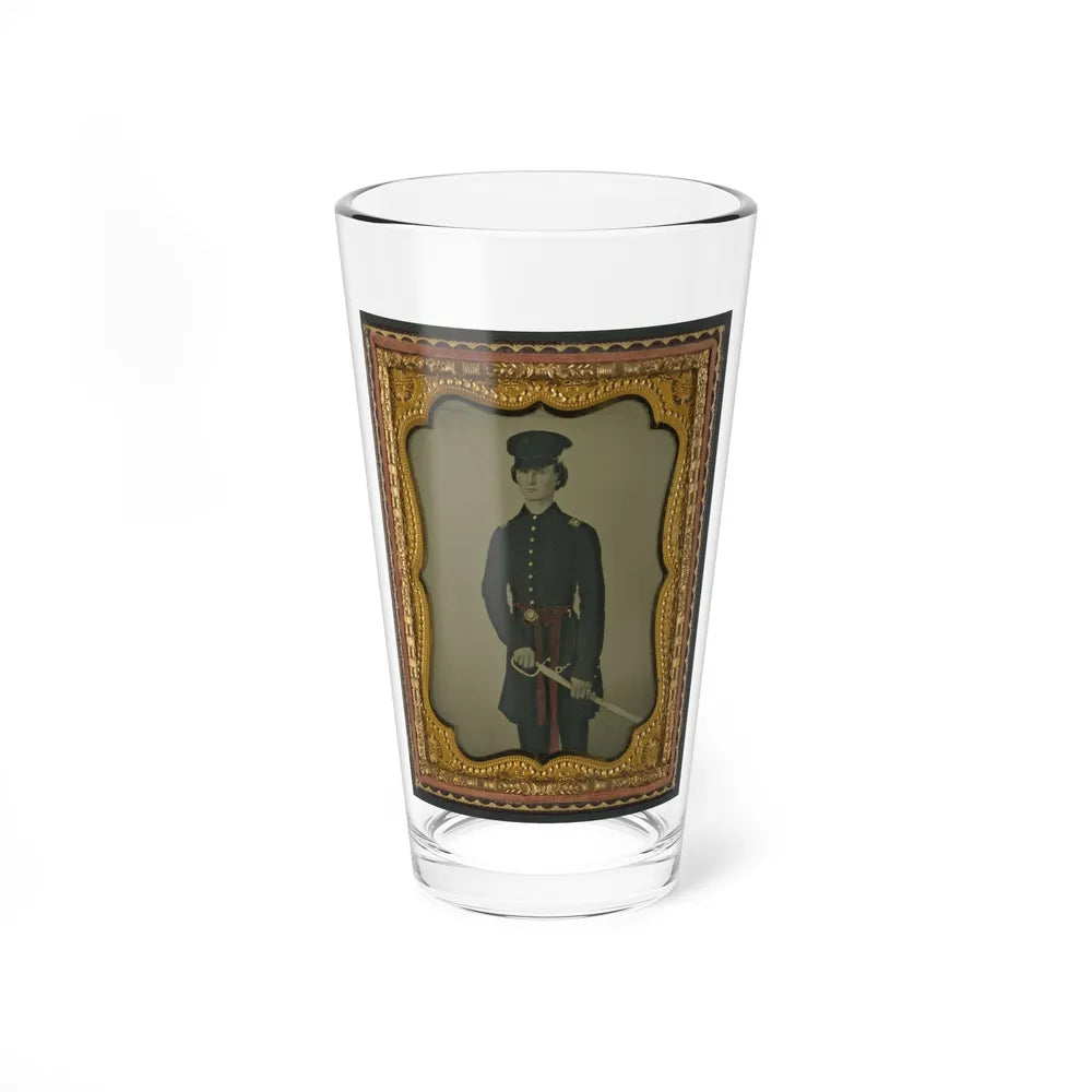 Unidentified Soldier In Confederate Uniform And Red Sash With Sword (U.S. Civil War) Pint Glass 16oz-16oz-Go Mug Yourself