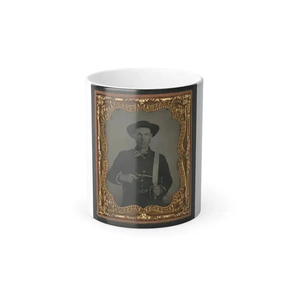 Unidentified Soldier in Confederate Uniform and Round Hat With Baby Colt Dragoon Revolver and D-Guard Bowie Knife (U.S. Civil War) Color Changing Coffee Mug 11oz Default Title 11oz - Go Mug Yourself
