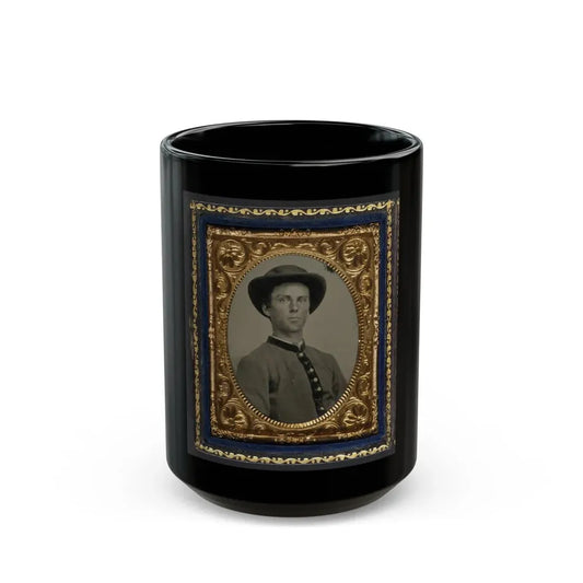 Unidentified Soldier In Confederate Uniform And Slouch Hat (U.S. Civil War) Black Coffee Mug 15oz - Go Mug Yourself