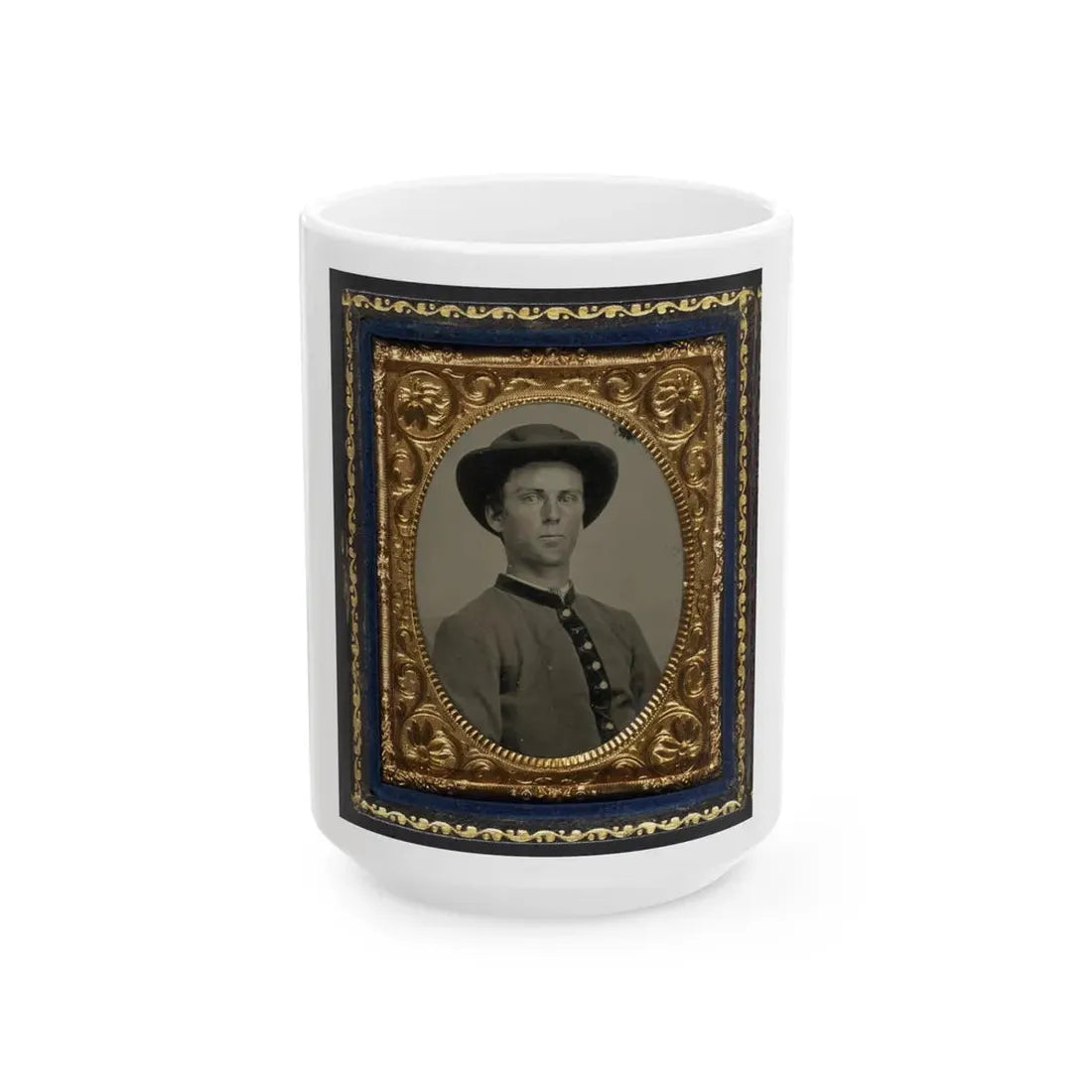 Unidentified Soldier In Confederate Uniform And Slouch Hat (U.S. Civil War) White Coffee Mug 15oz - Go Mug Yourself