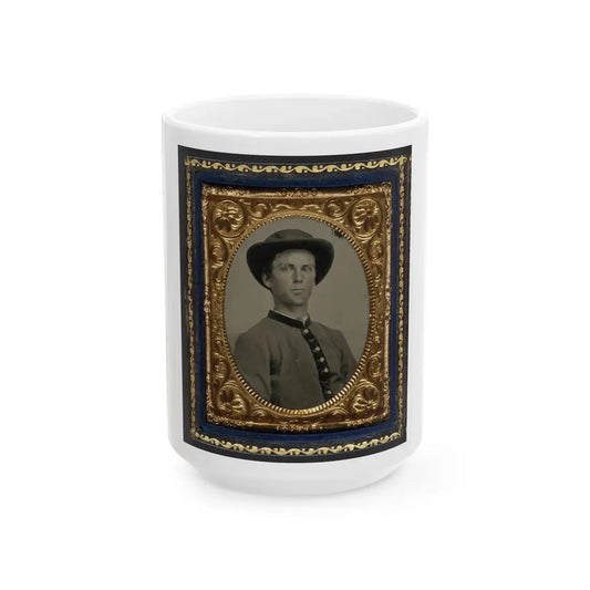 Unidentified Soldier In Confederate Uniform And Slouch Hat (U.S. Civil War) White Coffee Mug 15oz - Go Mug Yourself
