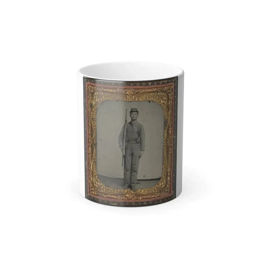 Unidentified Soldier in Confederate Uniform and Snake Belt Buckle With Enfield Rifle and Saber Bayonet (U.S. Civil War) Color Changing Coffee Mug 11oz Default Title 11oz - Go Mug Yourself