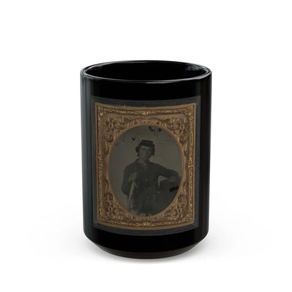 Unidentified Soldier In Confederate Uniform And Snake Belt Buckle With Sword (U.S. Civil War) Black Coffee Mug-15oz-Go Mug Yourself