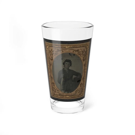 Unidentified Soldier In Confederate Uniform And Snake Belt Buckle With Sword (U.S. Civil War) Pint Glass 16oz-16oz-Go Mug Yourself