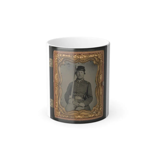 Unidentified Soldier in Confederate Uniform and Star Design Belt Buckle With Sword (U.S. Civil War) Color Changing Coffee Mug 11oz-11oz-Go Mug Yourself