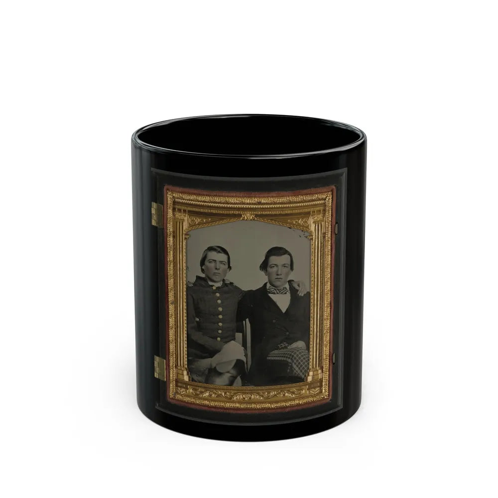 Unidentified Soldier In Confederate Uniform And Unidentified Man, Possibly Brothers (U.S. Civil War) Black Coffee Mug-11oz-Go Mug Yourself