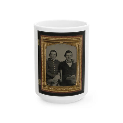 Unidentified Soldier In Confederate Uniform And Unidentified Man, Possibly Brothers (U.S. Civil War) White Coffee Mug-15oz-Go Mug Yourself