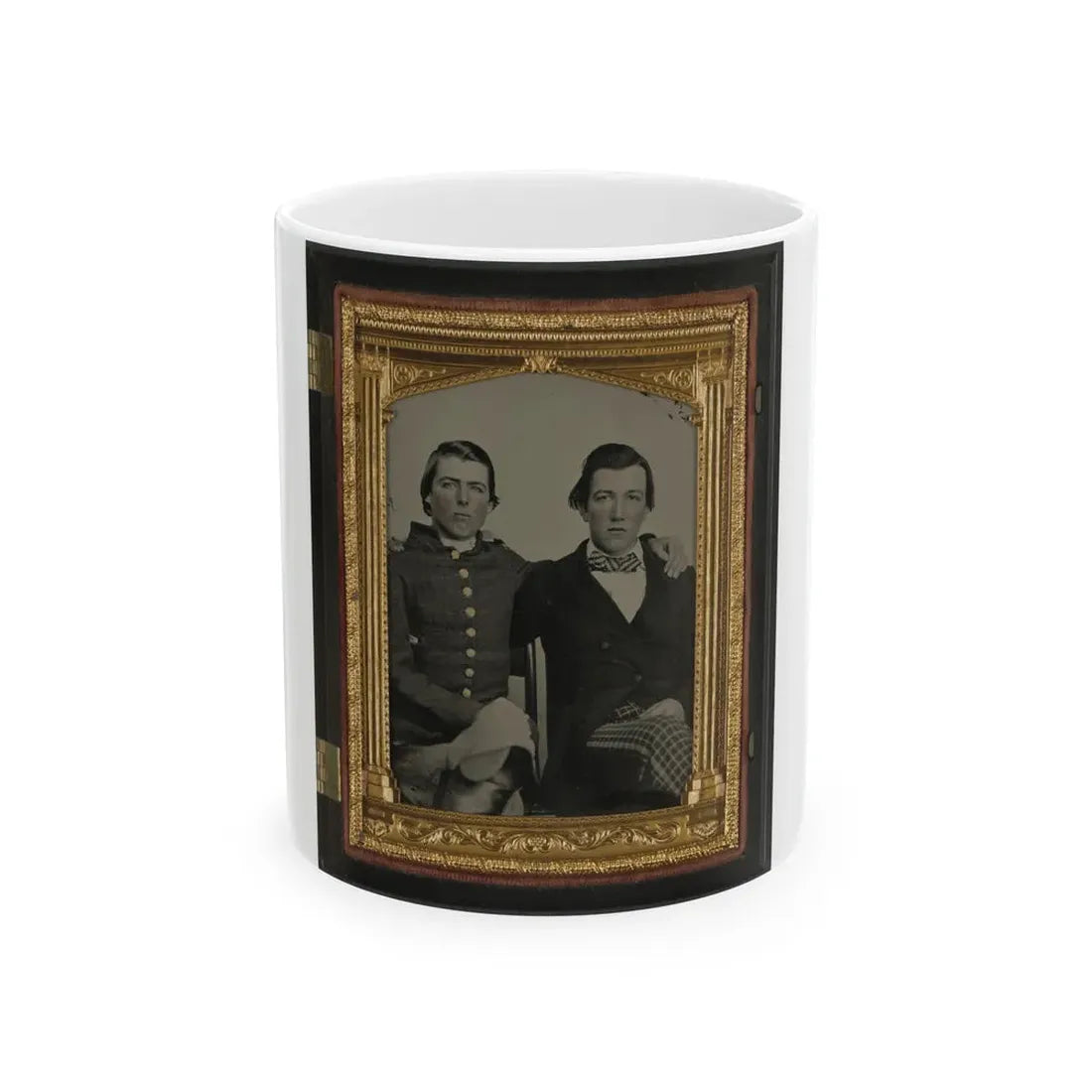 Unidentified Soldier In Confederate Uniform And Unidentified Man, Possibly Brothers (U.S. Civil War) White Coffee Mug 11oz - Go Mug Yourself