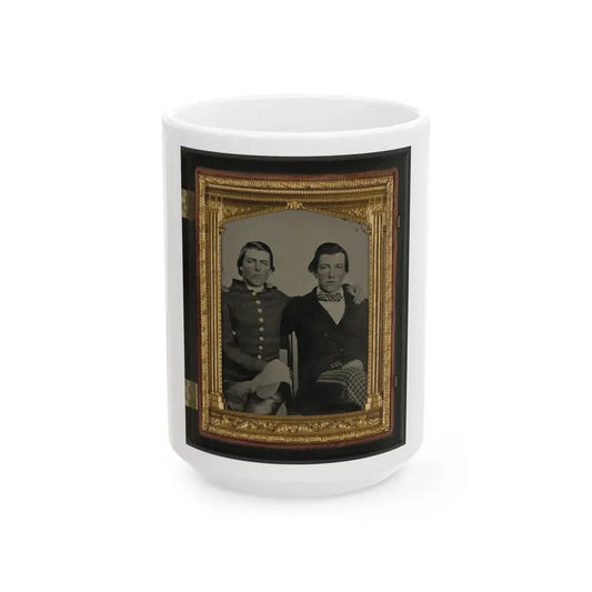Unidentified Soldier In Confederate Uniform And Unidentified Man, Possibly Brothers (U.S. Civil War) White Coffee Mug 15oz - Go Mug Yourself