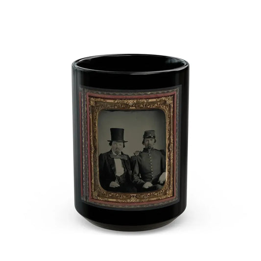 Unidentified Soldier In Confederate Uniform And Unidentified Man, Possibly The Soldier's Father (U.S. Civil War) Black Coffee Mug 15oz - Go Mug Yourself