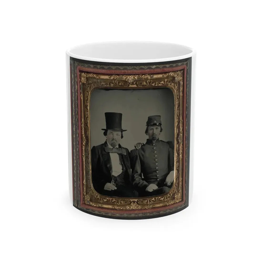 Unidentified Soldier In Confederate Uniform And Unidentified Man, Possibly The Soldier's Father (U.S. Civil War) White Coffee Mug 11oz - Go Mug Yourself