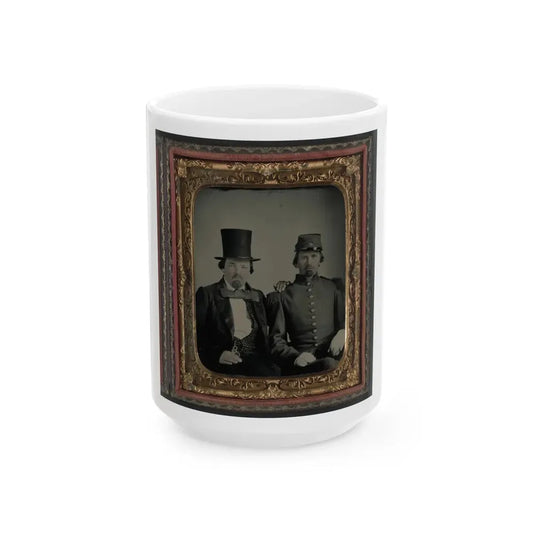 Unidentified Soldier In Confederate Uniform And Unidentified Man, Possibly The Soldier's Father (U.S. Civil War) White Coffee Mug 15oz - Go Mug Yourself