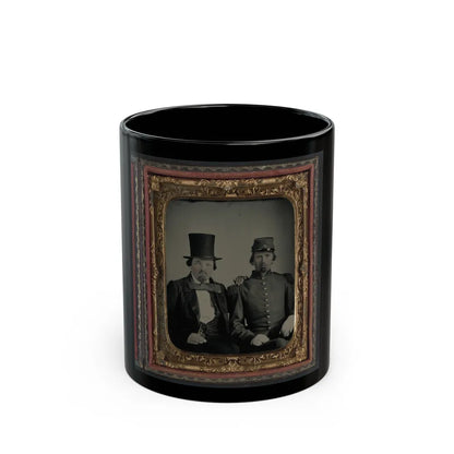 Unidentified Soldier In Confederate Uniform And Unidentified Man, Possibly The Soldier's Father (U.S. Civil War) Black Coffee Mug-11oz-Go Mug Yourself