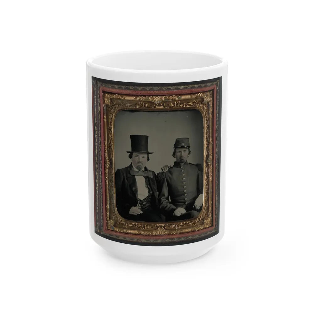 Unidentified Soldier In Confederate Uniform And Unidentified Man, Possibly The Soldier's Father (U.S. Civil War) White Coffee Mug-15oz-Go Mug Yourself