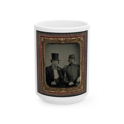 Unidentified Soldier In Confederate Uniform And Unidentified Man, Possibly The Soldier's Father (U.S. Civil War) White Coffee Mug-15oz-Go Mug Yourself