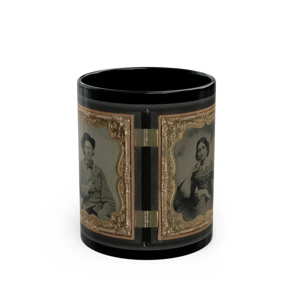 Unidentified Soldier In Confederate Uniform And Unidentified Woman (U.S. Civil War) Black Coffee Mug-11oz-Go Mug Yourself