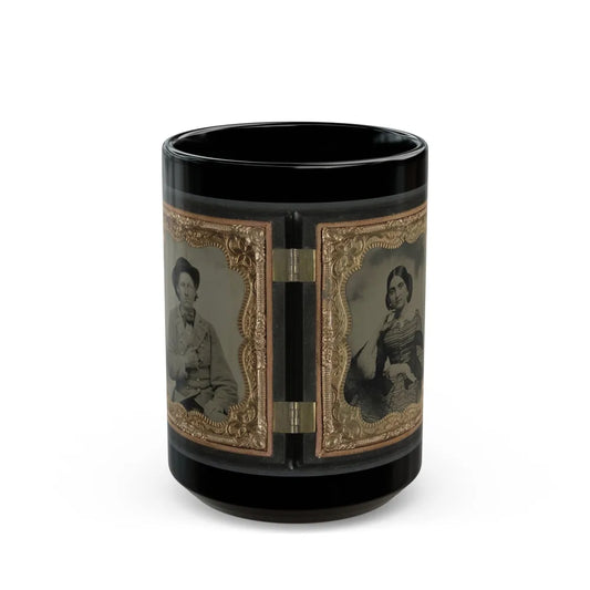 Unidentified Soldier In Confederate Uniform And Unidentified Woman (U.S. Civil War) Black Coffee Mug-15oz-Go Mug Yourself