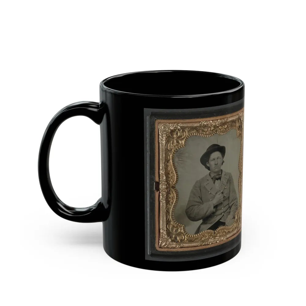 Unidentified Soldier In Confederate Uniform And Unidentified Woman (U.S. Civil War) Black Coffee Mug-Go Mug Yourself