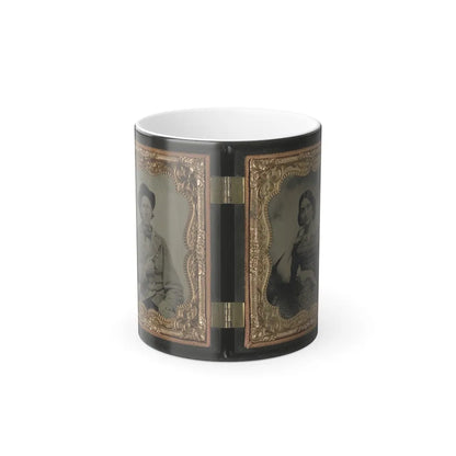 Unidentified Soldier in Confederate Uniform and Unidentified Woman (U.S. Civil War) Color Changing Coffee Mug 11oz-11oz-Go Mug Yourself