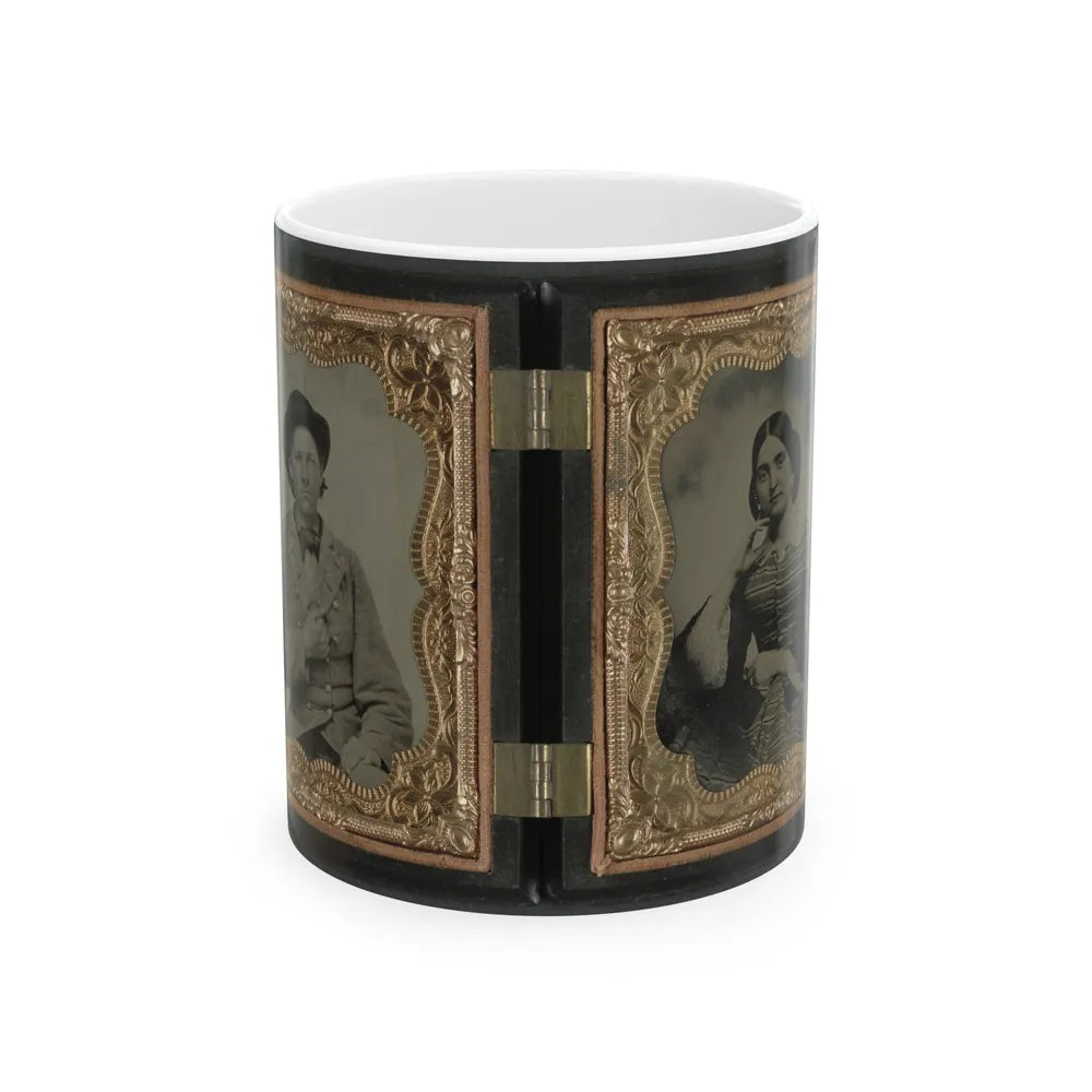 Unidentified Soldier In Confederate Uniform And Unidentified Woman (U.S. Civil War) White Coffee Mug-11oz-Go Mug Yourself