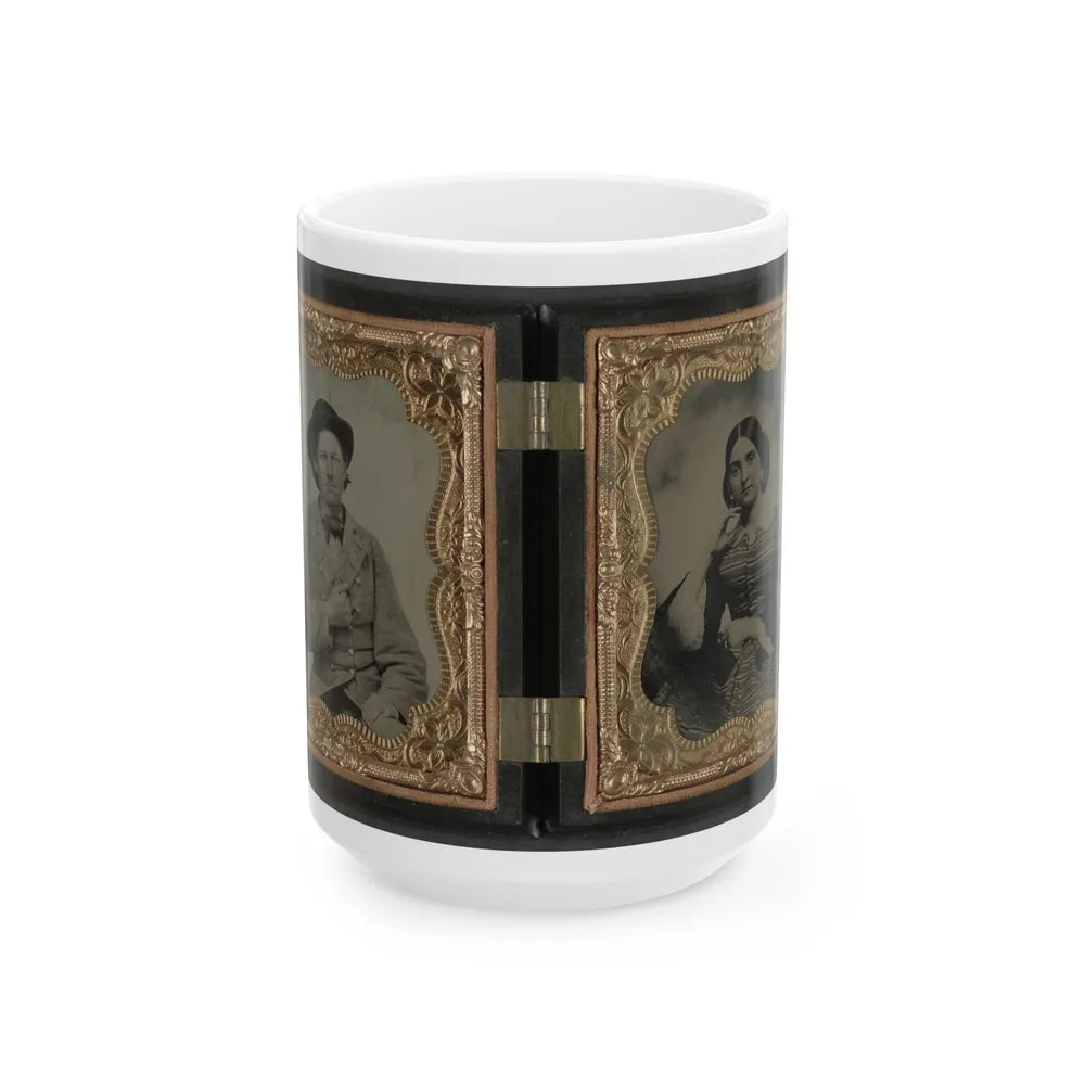 Unidentified Soldier In Confederate Uniform And Unidentified Woman (U.S. Civil War) White Coffee Mug-15oz-Go Mug Yourself