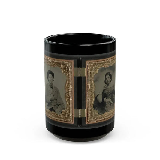 Unidentified Soldier In Confederate Uniform And Unidentified Woman (U.S. Civil War) Black Coffee Mug 15oz - Go Mug Yourself