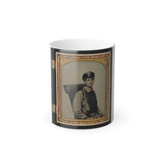 Unidentified Soldier in Confederate Uniform of the 11Th Virginia Regiment With Knapsack and Bedroll (U.S. Civil War) Color Changing Coffee Mug 11oz-11oz-Go Mug Yourself