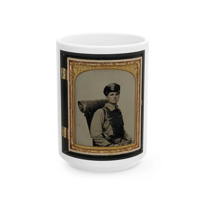 Unidentified Soldier In Confederate Uniform Of The 11th Virginia Regiment With Knapsack And Bedroll (U.S. Civil War) White Coffee Mug-15oz-Go Mug Yourself