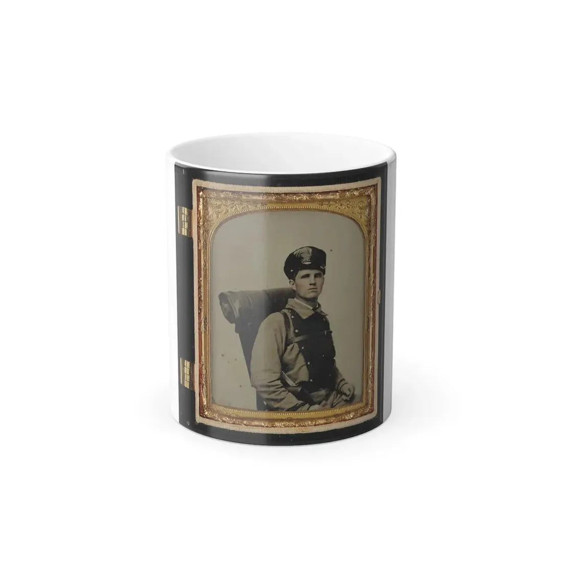 Unidentified Soldier in Confederate Uniform of the 11Th Virginia Regiment With Knapsack and Bedroll (U.S. Civil War) Color Changing Coffee Mug 11oz Default Title 11oz - Go Mug Yourself