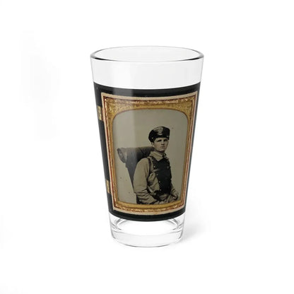 Unidentified Soldier In Confederate Uniform Of The 11th Virginia Regiment With Knapsack And Bedroll (U.S. Civil War) Pint Glass 16oz 16oz - Go Mug Yourself