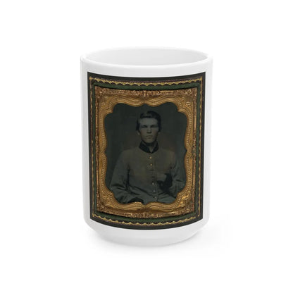 Unidentified Soldier In Confederate Uniform (U.S. Civil War) White Coffee Mug-15oz-Go Mug Yourself