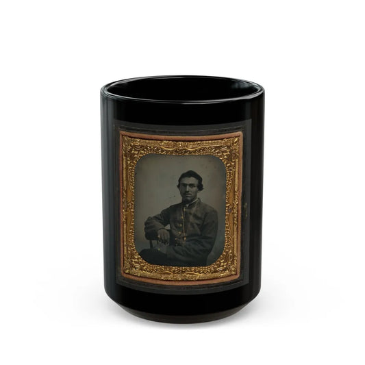 Unidentified Soldier In Confederate Uniform Wearing Chain (U.S. Civil War) Black Coffee Mug-15oz-Go Mug Yourself