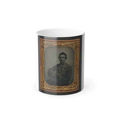 Unidentified Soldier in Confederate Uniform Wearing Chain (U.S. Civil War) Color Changing Coffee Mug 11oz-11oz-Go Mug Yourself