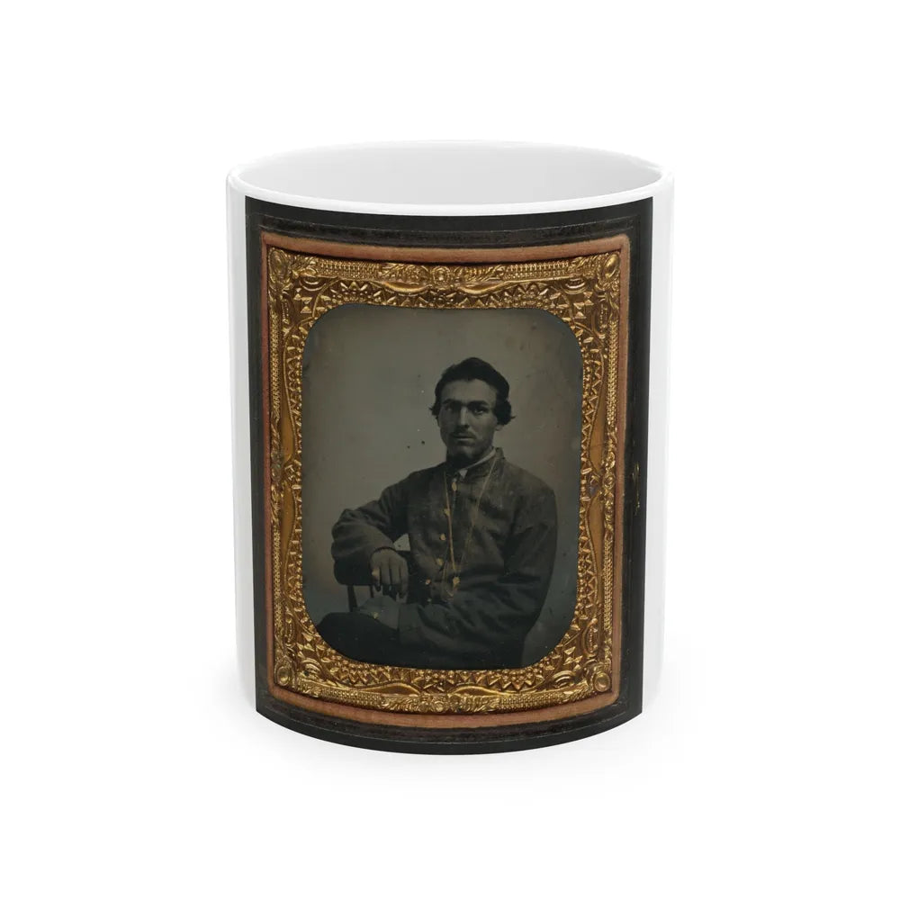 Unidentified Soldier In Confederate Uniform Wearing Chain (U.S. Civil War) White Coffee Mug-11oz-Go Mug Yourself