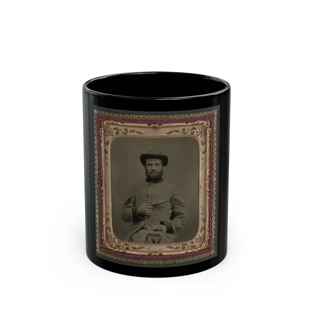 Unidentified Soldier In Confederate Uniform With 11 Derringer Single Shot Pistol (U.S. Civil War) Black Coffee Mug-11oz-Go Mug Yourself