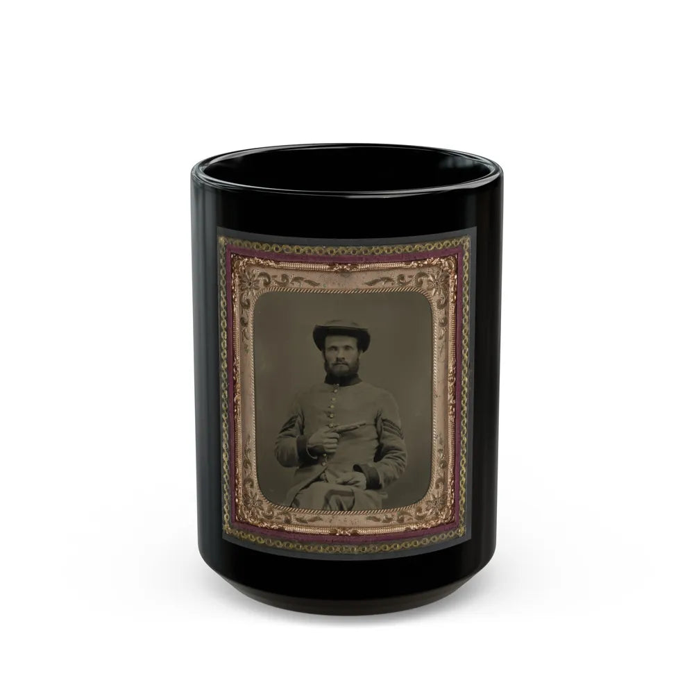 Unidentified Soldier In Confederate Uniform With 11 Derringer Single Shot Pistol (U.S. Civil War) Black Coffee Mug-15oz-Go Mug Yourself