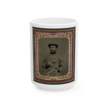 Unidentified Soldier In Confederate Uniform With 11 Derringer Single Shot Pistol (U.S. Civil War) White Coffee Mug-15oz-Go Mug Yourself