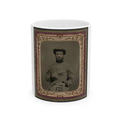 Unidentified Soldier In Confederate Uniform With 11  Derringer Single Shot Pistol (U.S. Civil War) White Coffee Mug 11oz - Go Mug Yourself