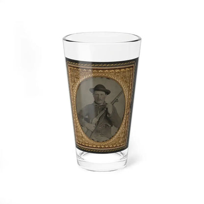 Unidentified Soldier In Confederate Uniform With Berdan's Sharps Rifle And Colt 1862 Police Model Pistol (U.S. Civil War) Pint Glass 16oz 16oz - Go Mug Yourself