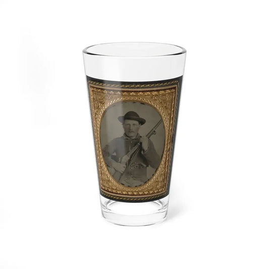 Unidentified Soldier In Confederate Uniform With Berdan's Sharps Rifle And Colt 1862 Police Model Pistol (U.S. Civil War) Pint Glass 16oz 16oz - Go Mug Yourself